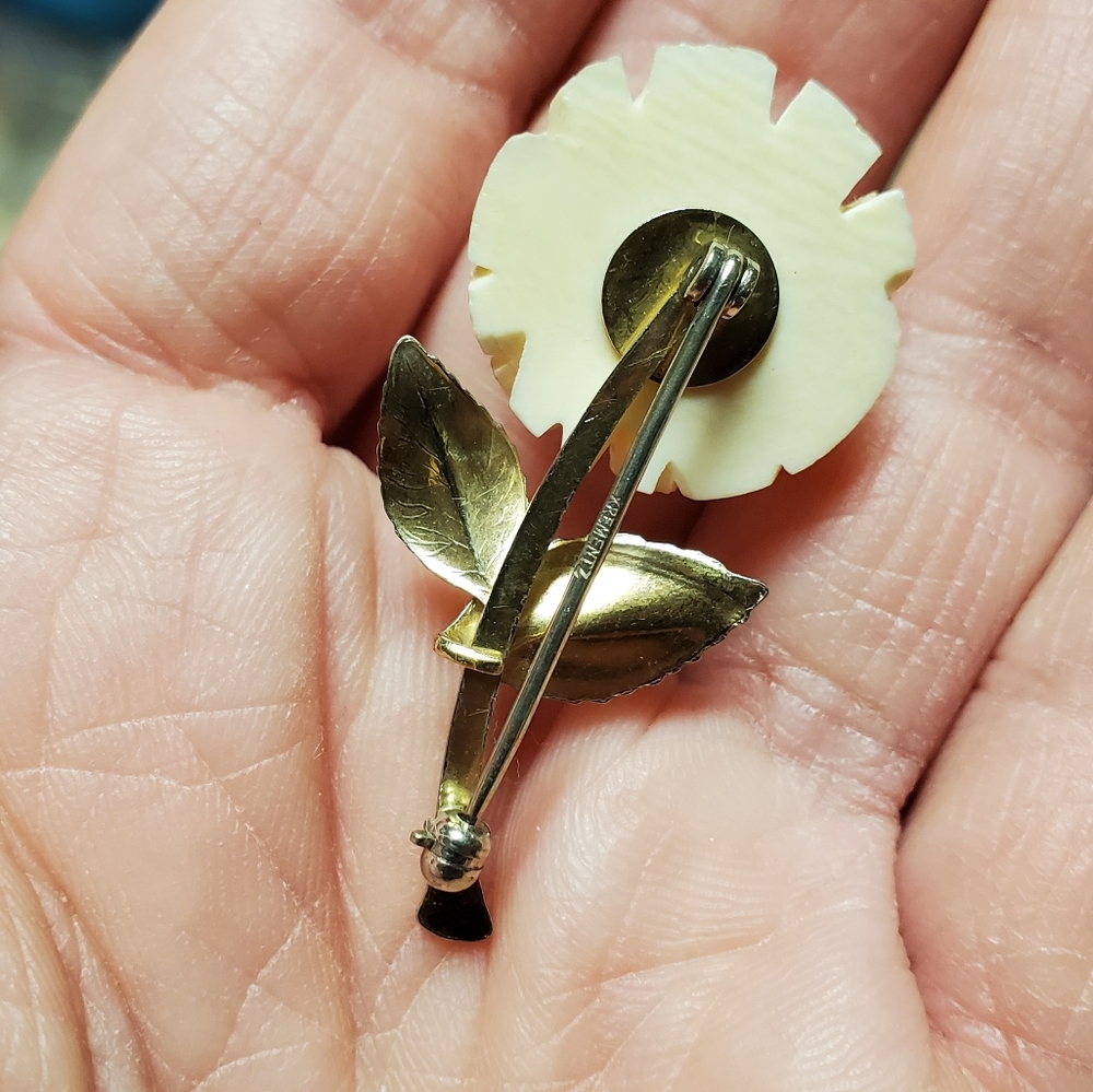 Krementz Gold Brooch Rose Flower - Picture 4 of 5